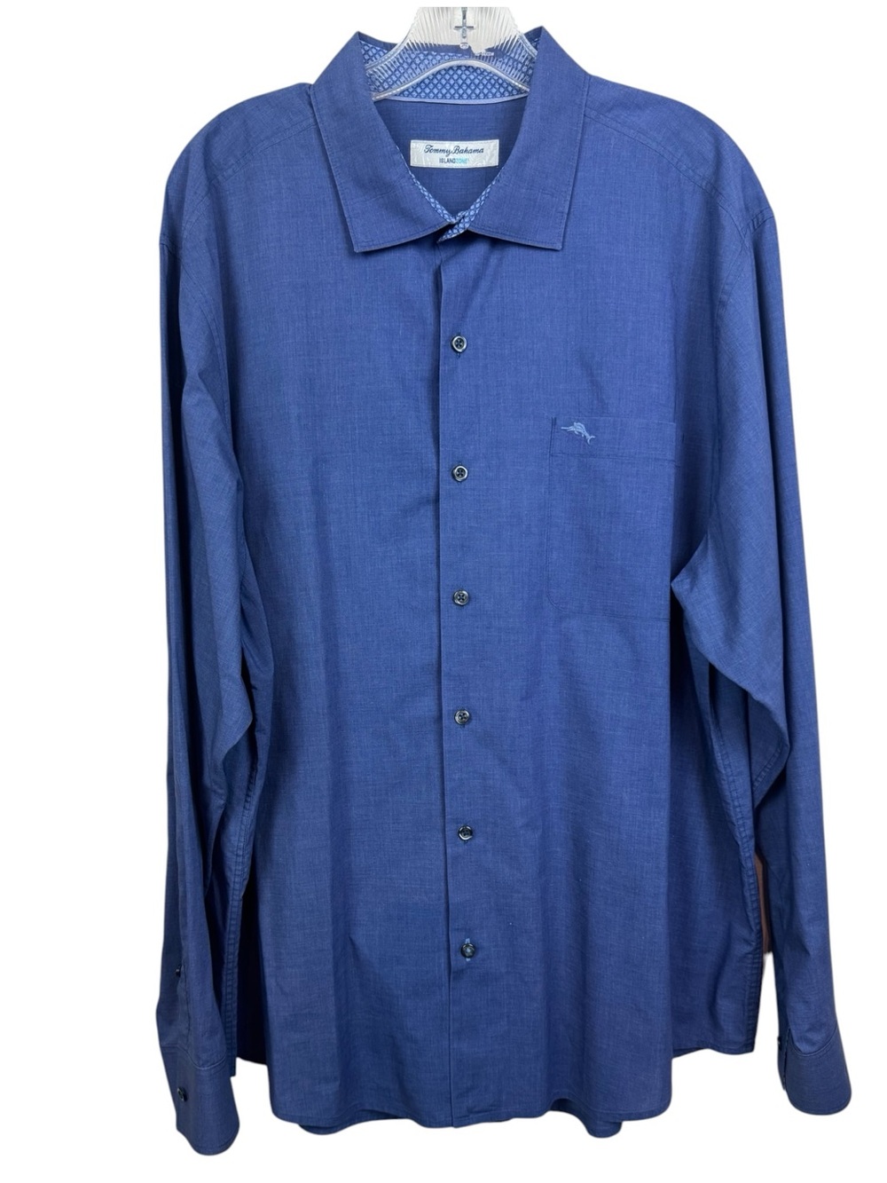 Tommy Bahama Island Zone Blue Long Sleeve Button Down Shirt sz XL Pima Cotton